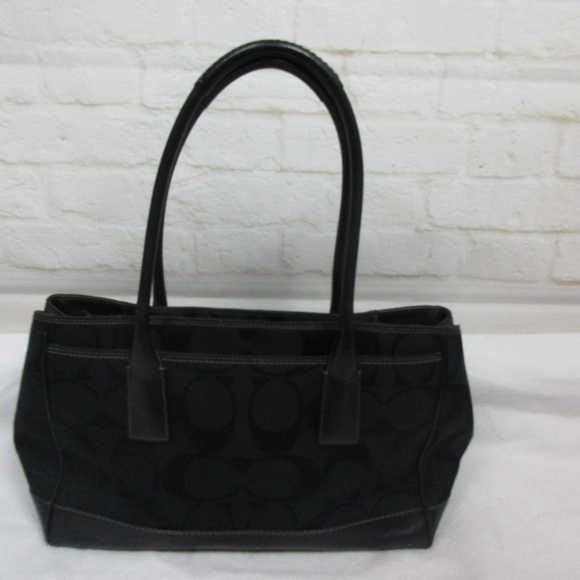 Coach Black Canvas and Leather Medium Shoulder Bag - Picture 5 of 8